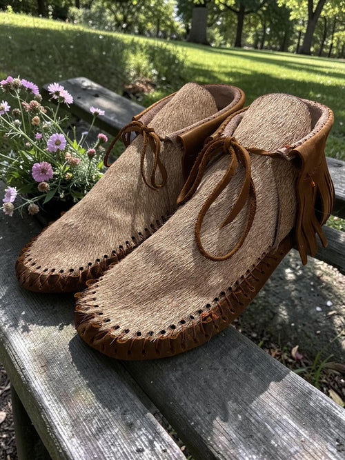Custom Barefoot Moccasins | Deerskin, Leather, Double Sole Fringe Boots, Hair-On Hide, Cowhide