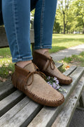 Handmade Hair-On Hide Moccasins | Deerskin, Double Sole Fringe Boots
