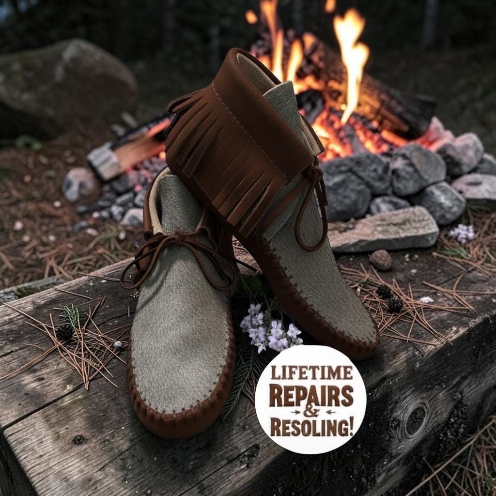 Deerskin, Hair-On Hide Moccasins | Double Sole Ankle Boots, Leather Shoes, Minimalist Footwear