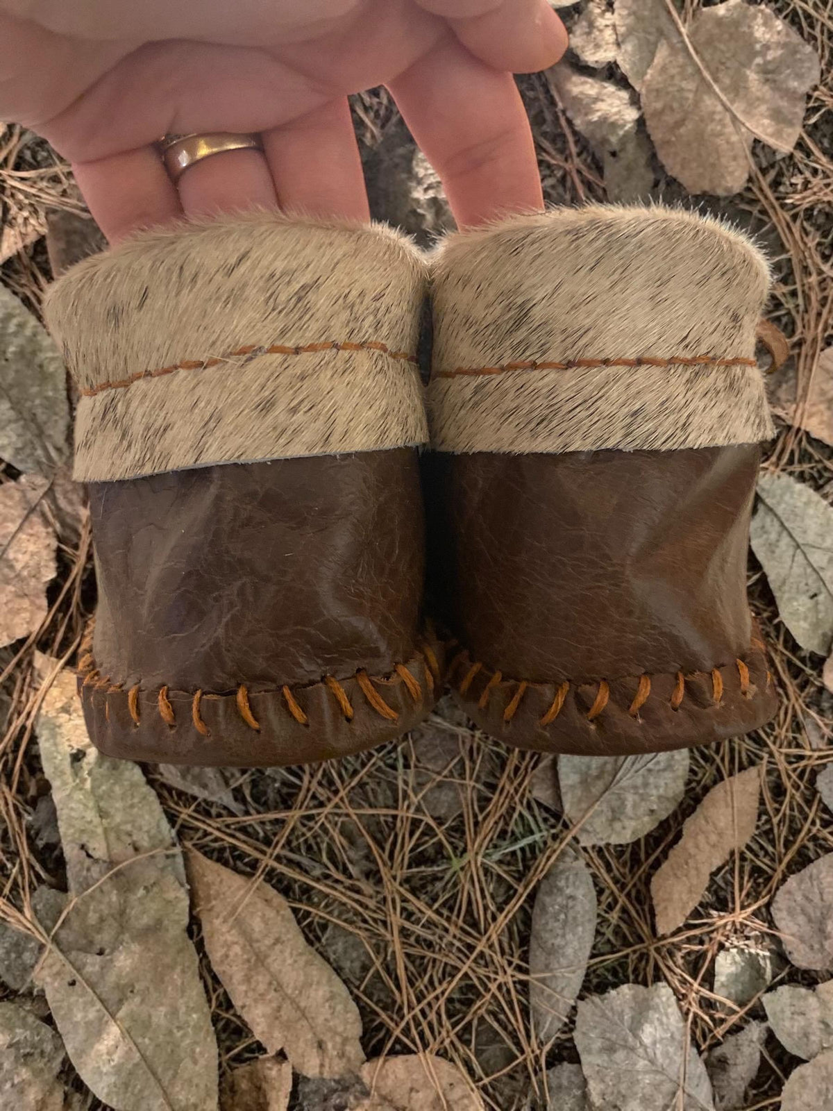 Handmade Hair-On Hide Deerskin Moccasins, Soft or Double Sole Ankle Boots
