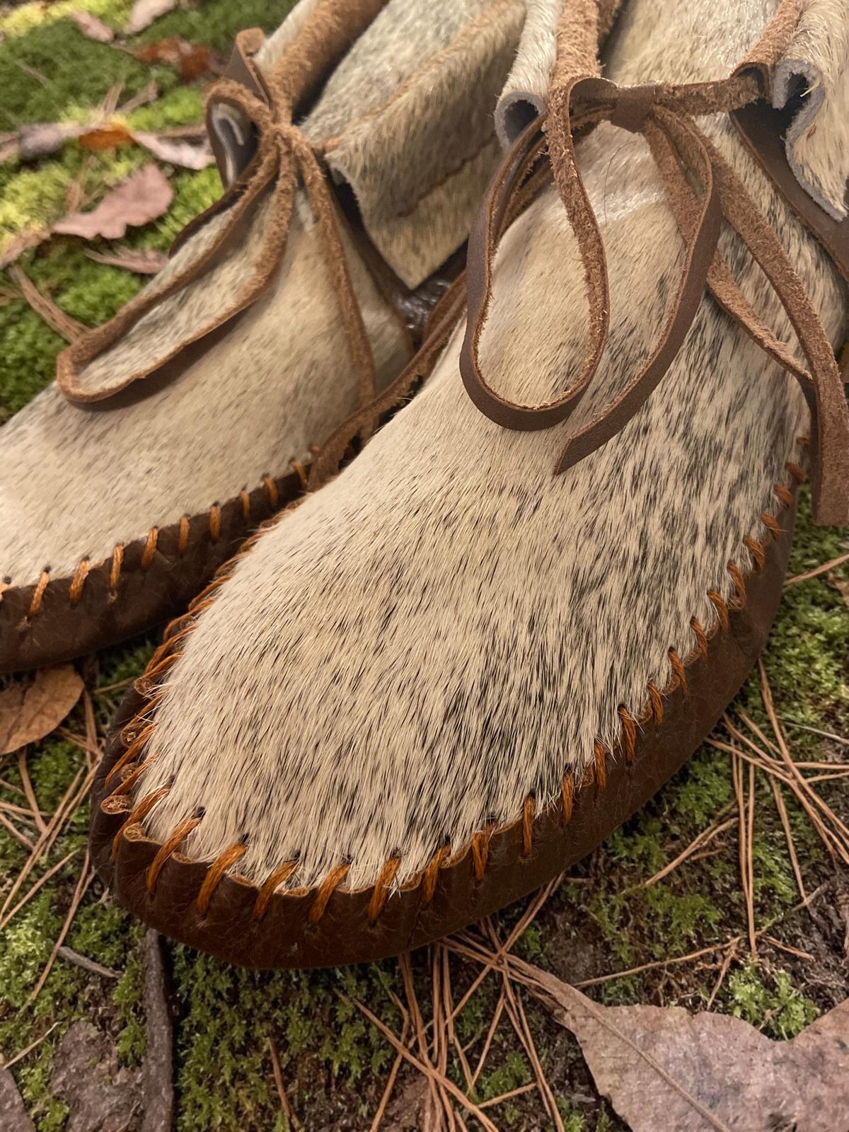 Handmade Hair-On Hide Deerskin Moccasins, Soft or Double Sole Ankle Boots