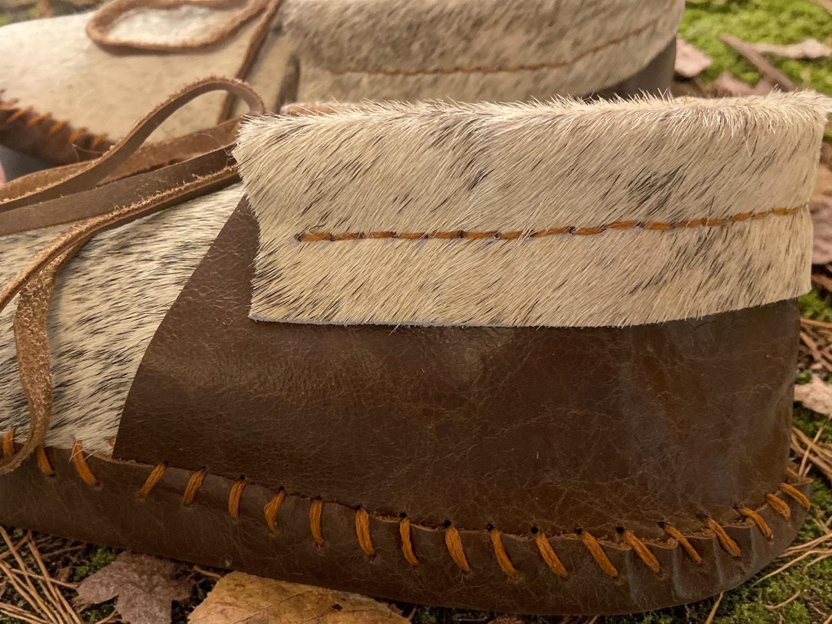 Handmade Hair-On Hide Moccasins | Deerskin, Double Sole Ankle Boots | Custom Leather Boots