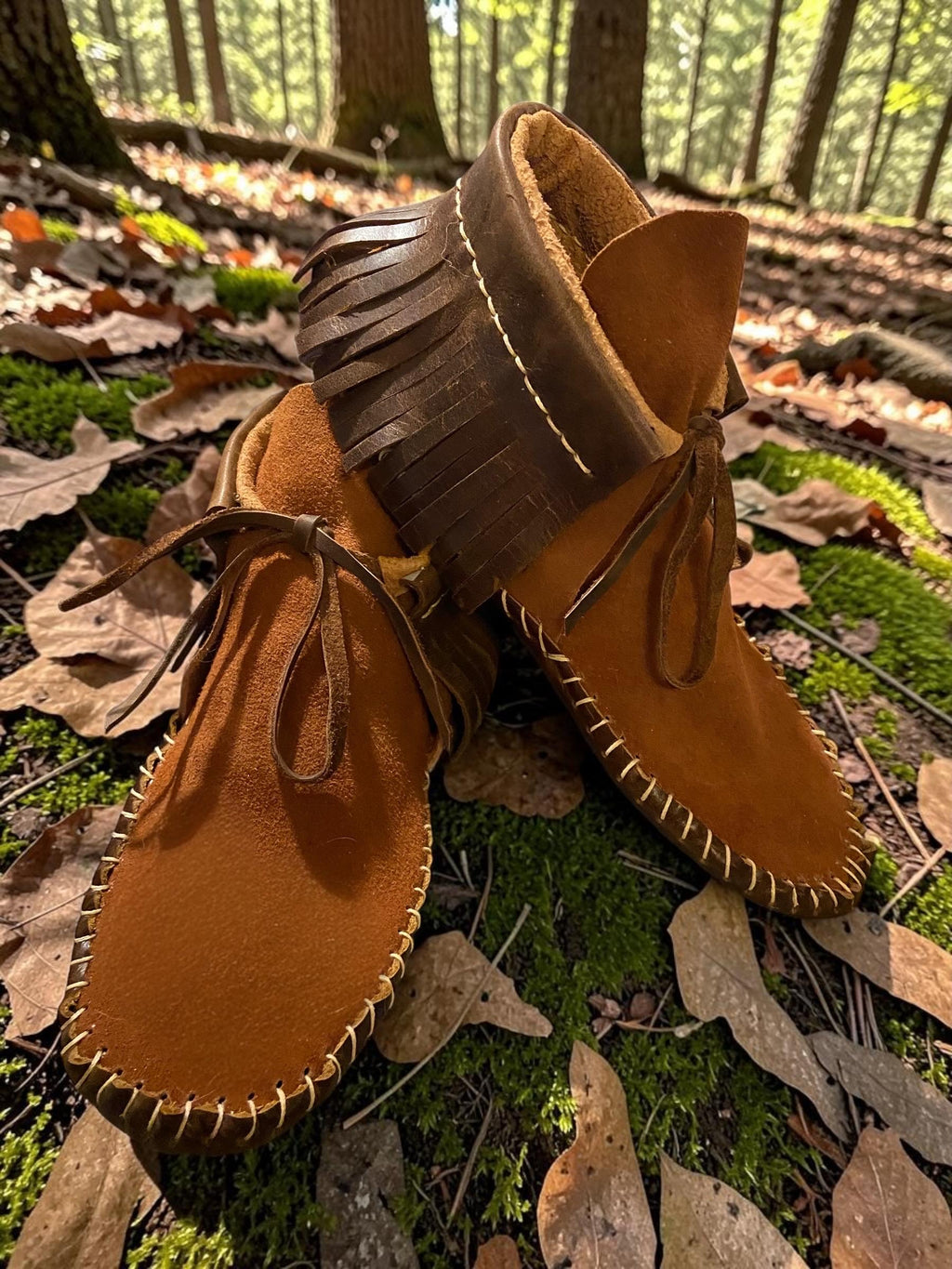 Handmade Hair-On Hide Deerskin Moccasins, Soft or Double Sole Ankle Boots