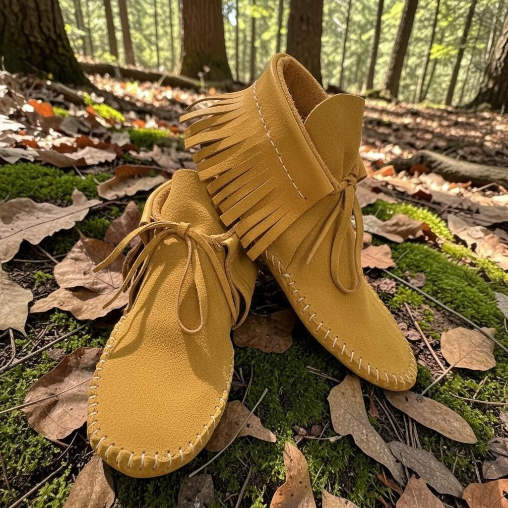 Handmade Hair-On Hide Deerskin Moccasins, Soft or Double Sole Ankle Boots