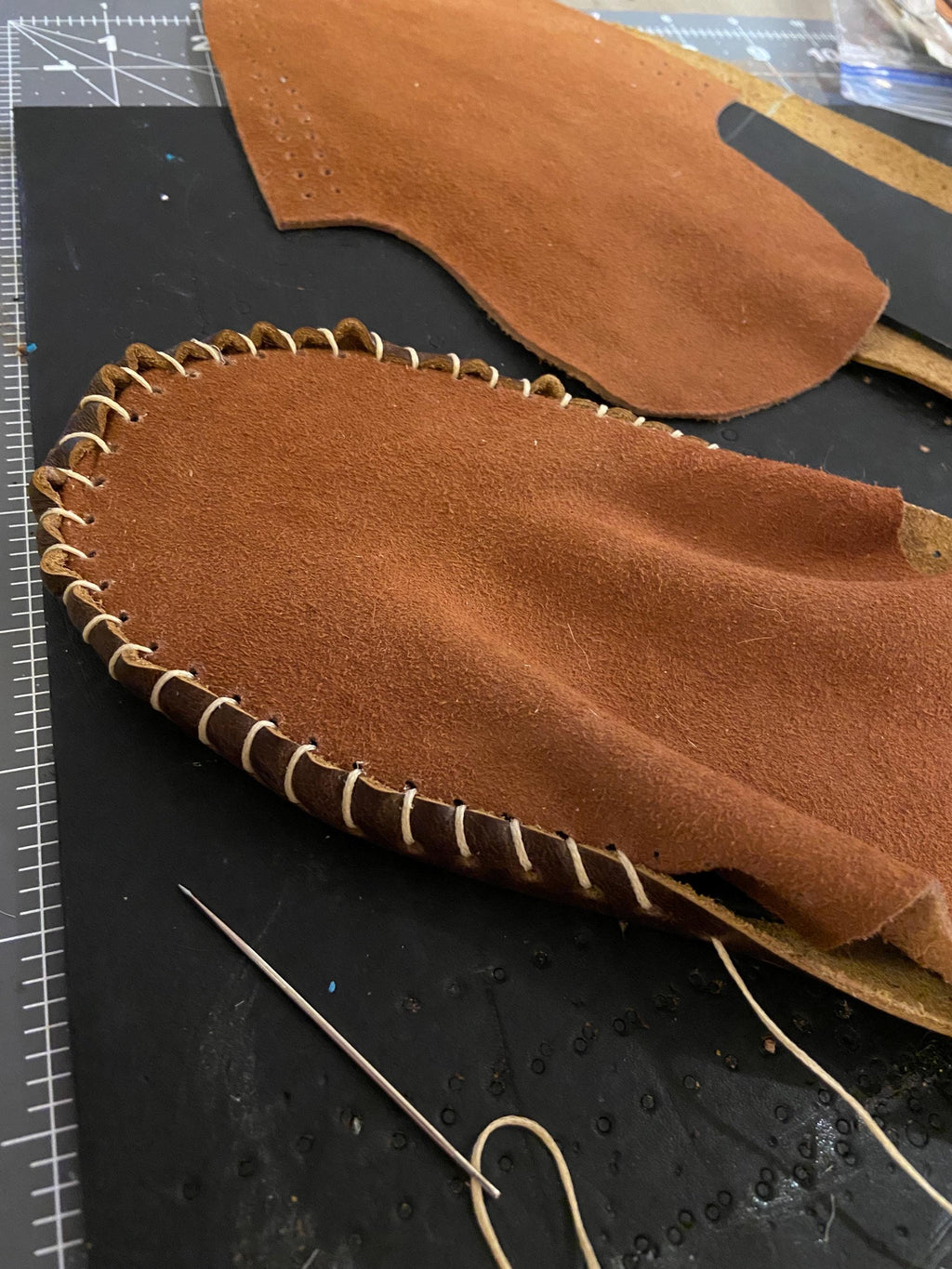Handmade Grounding Leather Moccasins | Deerskin, Double Sole Fringe Boots