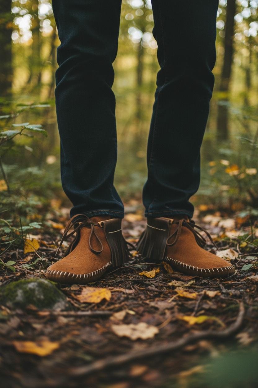 Handmade Grounding Leather Moccasins | Deerskin, Double Sole Fringe Boots