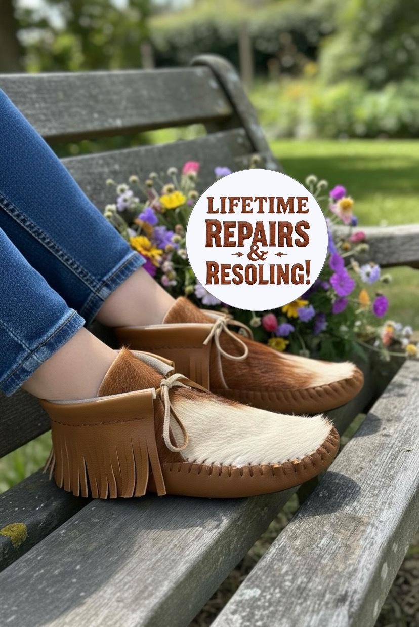 Handmade Hair-On Hide Moccasins | Deerskin, Double Sole Ankle Boots