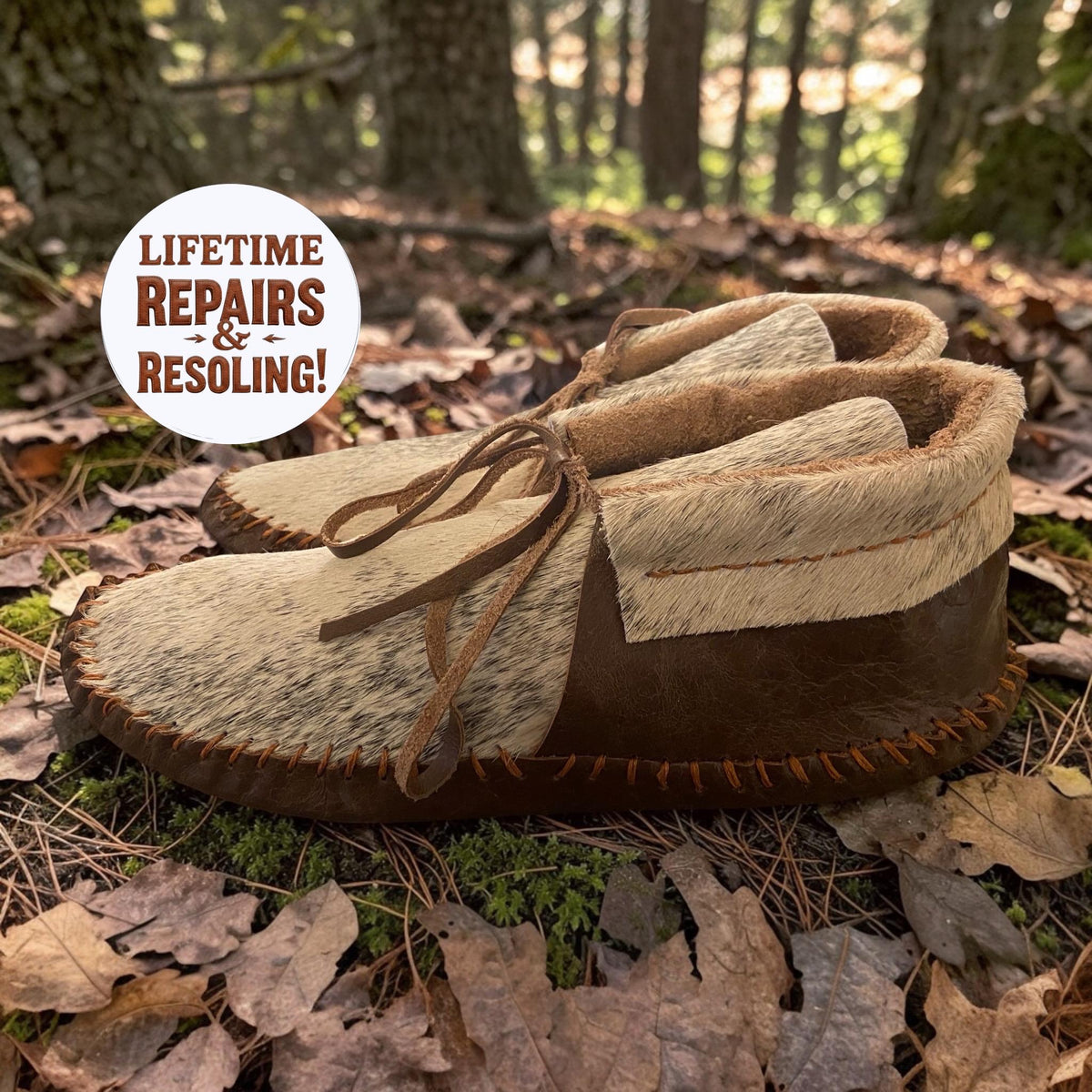 Handmade Hair-On Hide Moccasins | Deerskin, Double Sole Ankle Boots | Custom Leather Boots