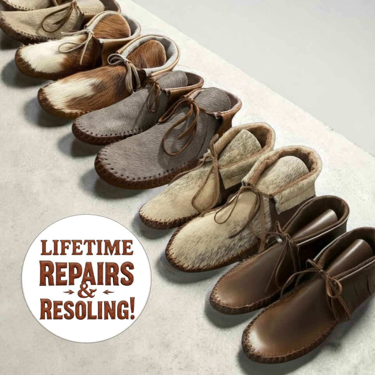 Handmade Leather Moccasins | Deerskin, Wide Toe Shoes, Fringe Boots, Hair-On Hide