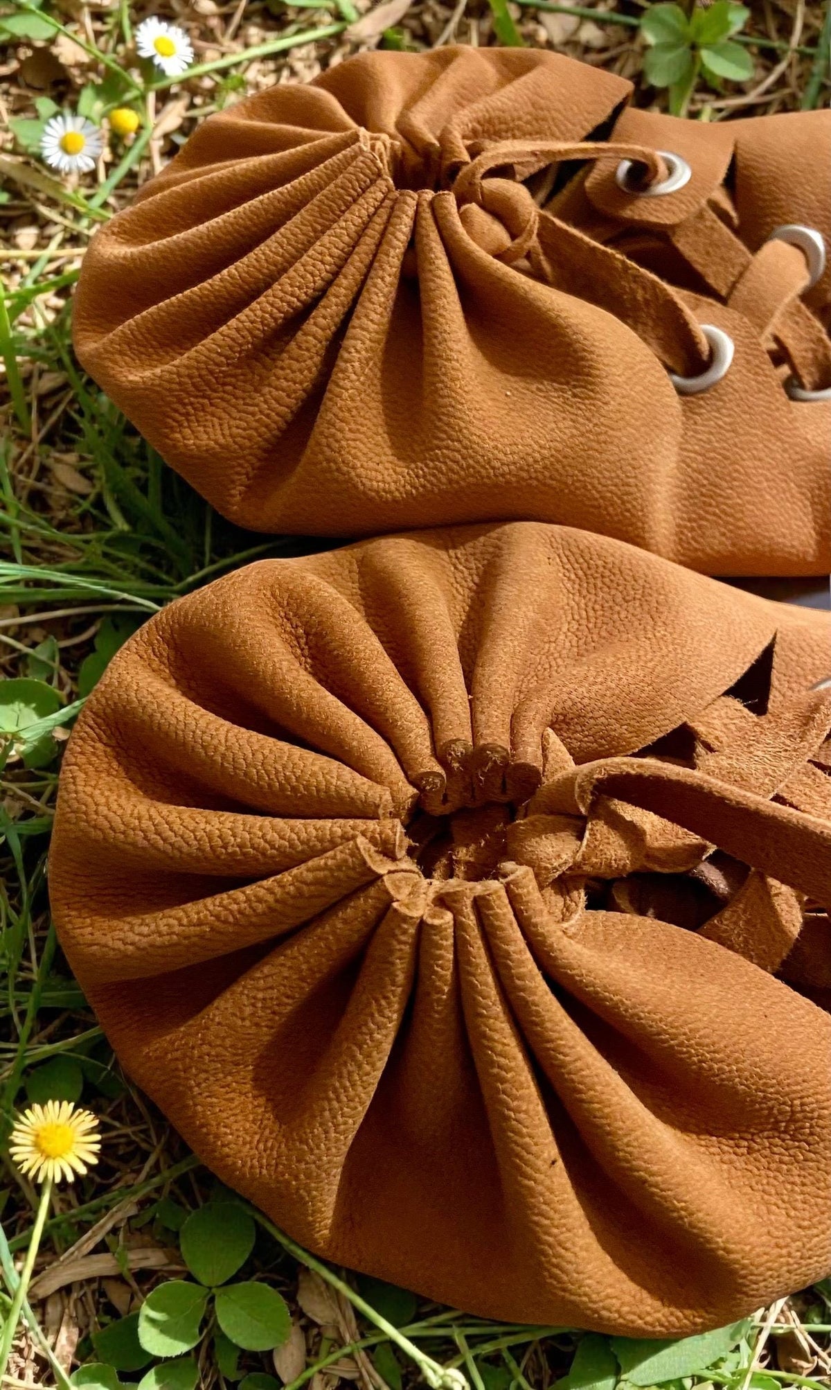 Handmade Deerskin Leather Moccasin Sandals | Buckskin Barefoot Lace-Up Shoes, Cowhide Sole, Sheepskin Sandals