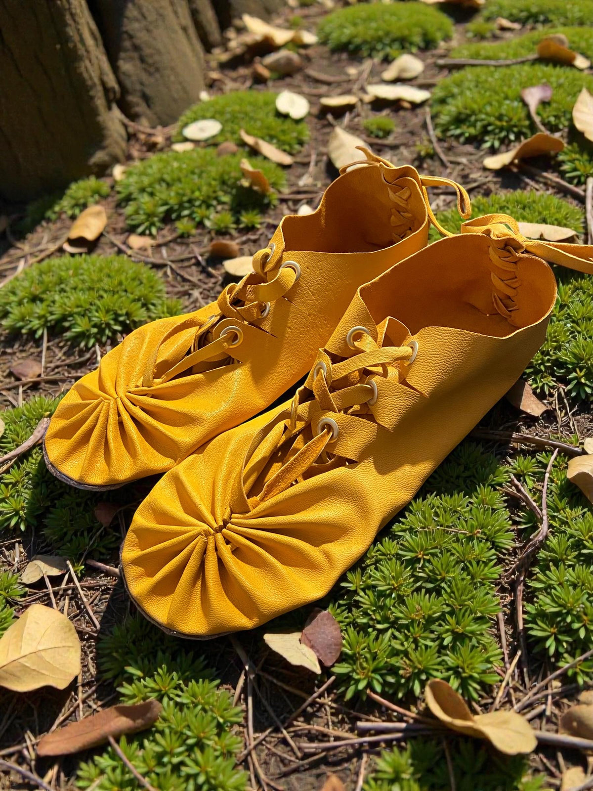Handmade Deerskin Leather Moccasin Sandals | Buckskin Barefoot Lace-Up Shoes, Cowhide Sole, Sheepskin Sandals