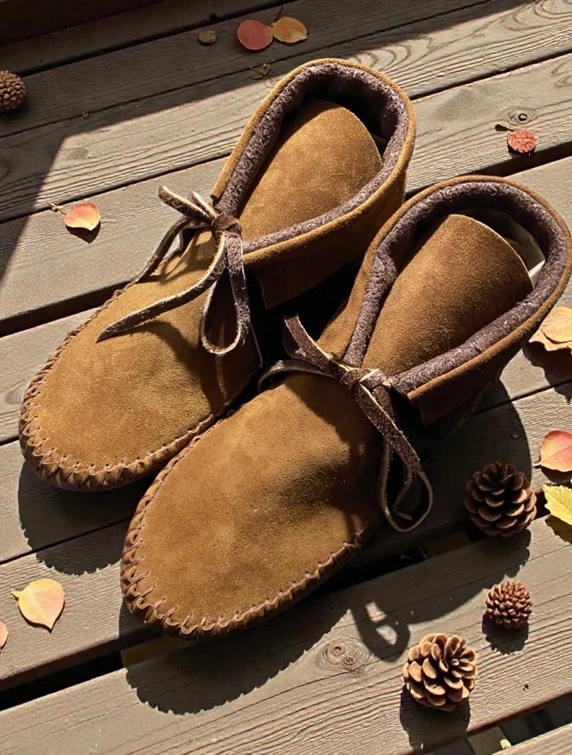 Design-Your-Own Moccasins | Custom Bison, Deerskin Ankle Boots | Handmade Grounding Shoes