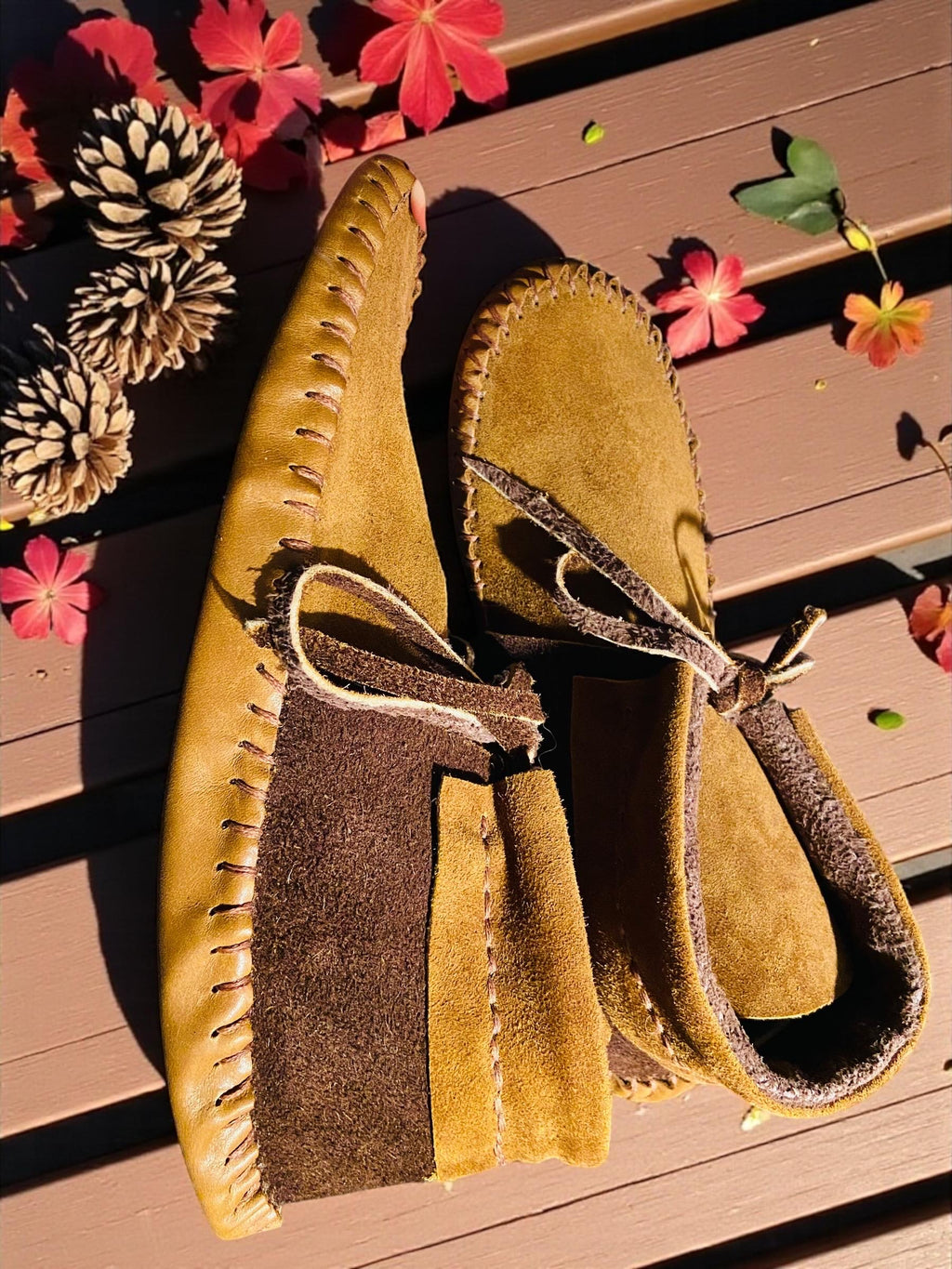 Design-Your-Own Moccasins | Custom Bison, Deerskin Ankle Boots | Handmade Grounding Shoes