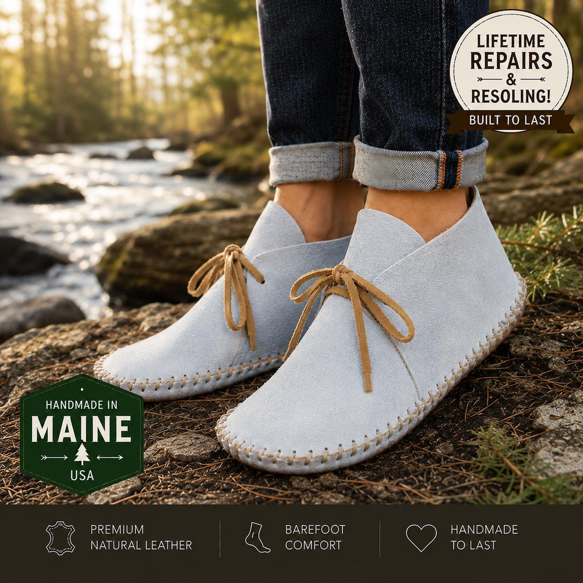 Custom Earthing Moccasins | Handmade Leather Shoes for Men & Women | Wide Toe Box | Minimalist Footwear | Natural Shoes
