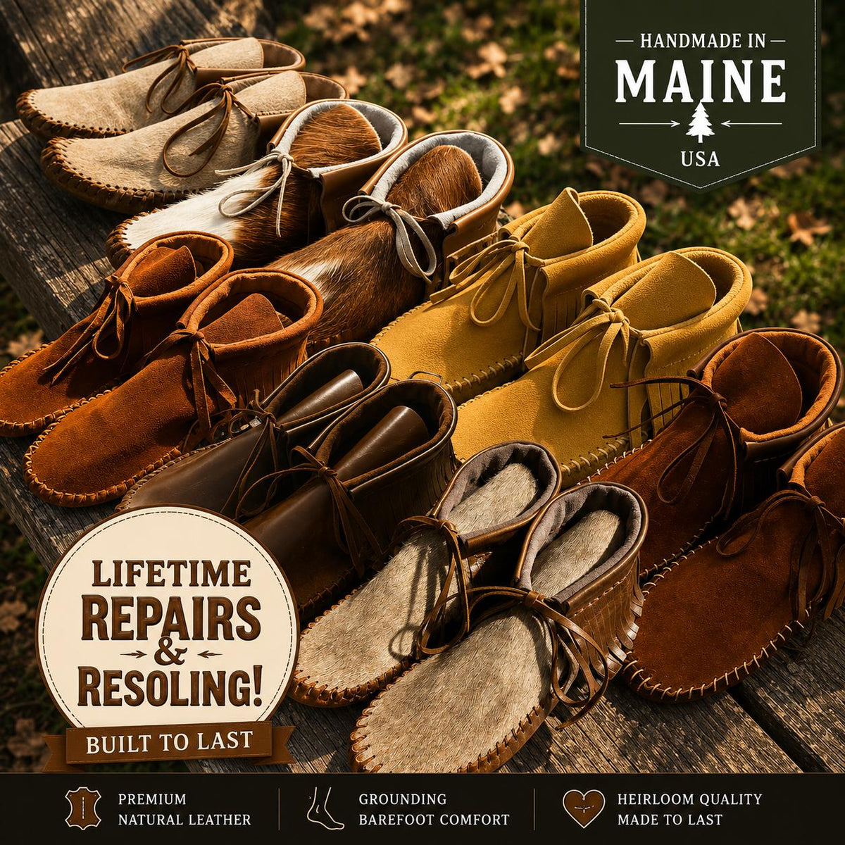 Custom Leather Moccasins Handmade | Gifts for Dad | Barefoot Shoes Wide Toe Box | Minimalist Zero Drop Slippers