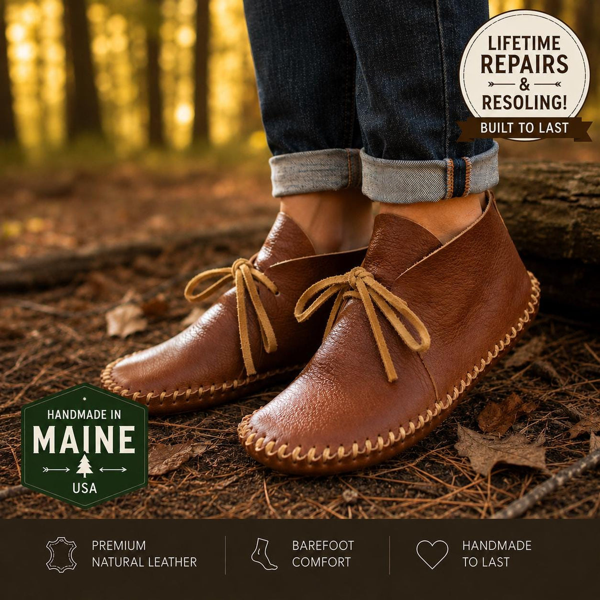 Custom Leather Moccasins | Handmade Deerskin, Buckskin, Calf Leather Suede Shoes | Wide Toe Box | Minimalist Footwear | Zero Drop Shoes