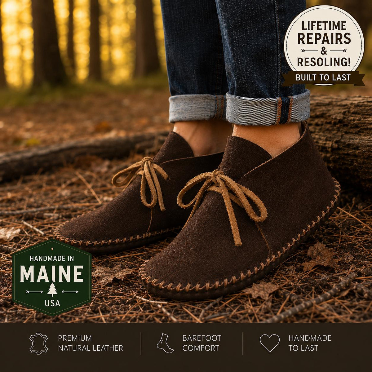 Custom Handmade Moccasins | Grounding Earthing Ankle Boots | Wide Toe Box | Minimalist Footwear | Zero Drop Shoes | Leather Slippers