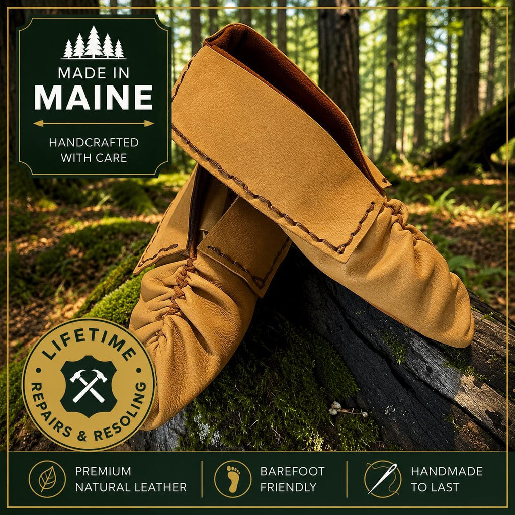 Traditional Leather Puckertoe Moccasins | Handmade Barefoot Footwear | Soft Sole Moccasins | Custom Leather Shoes