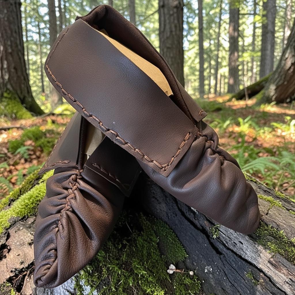 Leather Puckertoe Moccasins | Handmade Barefoot Shoes | Traditional Woodland Footwear | Custom Made in Maine