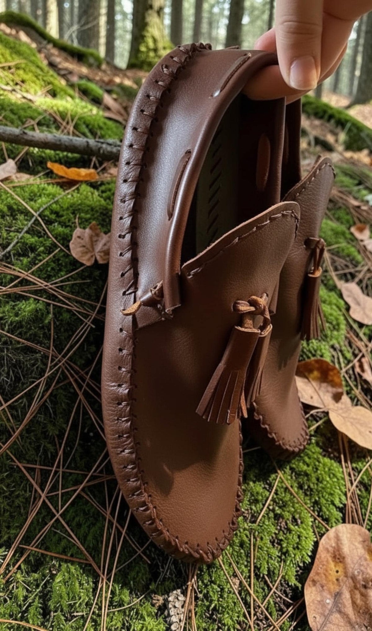 Handmade Leather House Shoes | Slip On Moccasins | Soft Leather Slippers | Barefoot Footwear  | Made in Maine