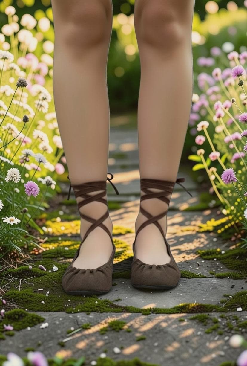 Earthing Ballet Flats Sandals | Custom Barefoot Shoes for Women | Handmade Lace Up Flats | Minimalist Leather Sandals | Made in Maine