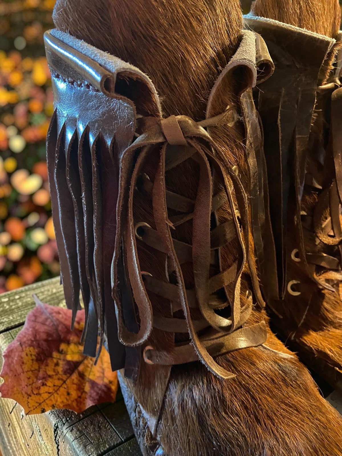 Shearling Lined Hair-On Hide Moccasin Boots | Handmade Leather Fringe Winter Boots | Barefoot Boots | Made in Maine USA