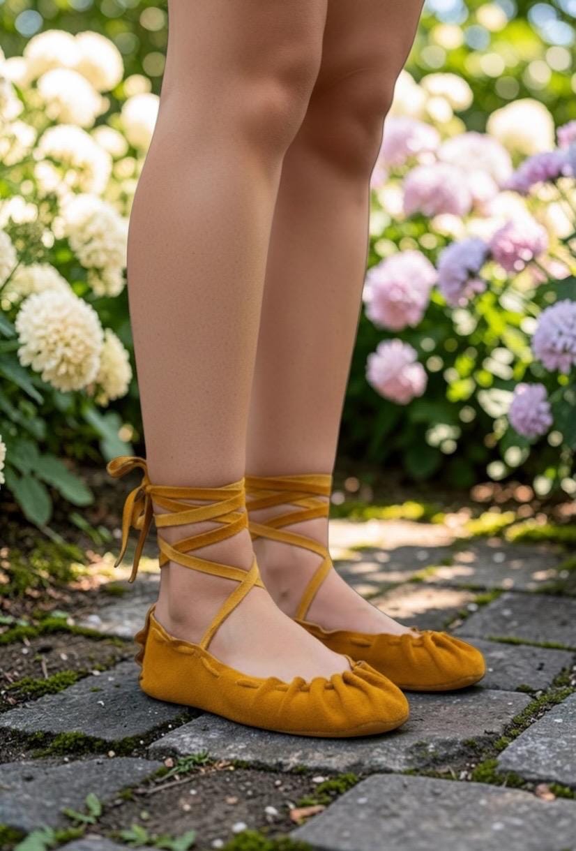 Earthing Ballet Flats Sandals | Custom Barefoot Shoes for Women | Handmade Lace Up Flats | Minimalist Leather Sandals | Made in Maine