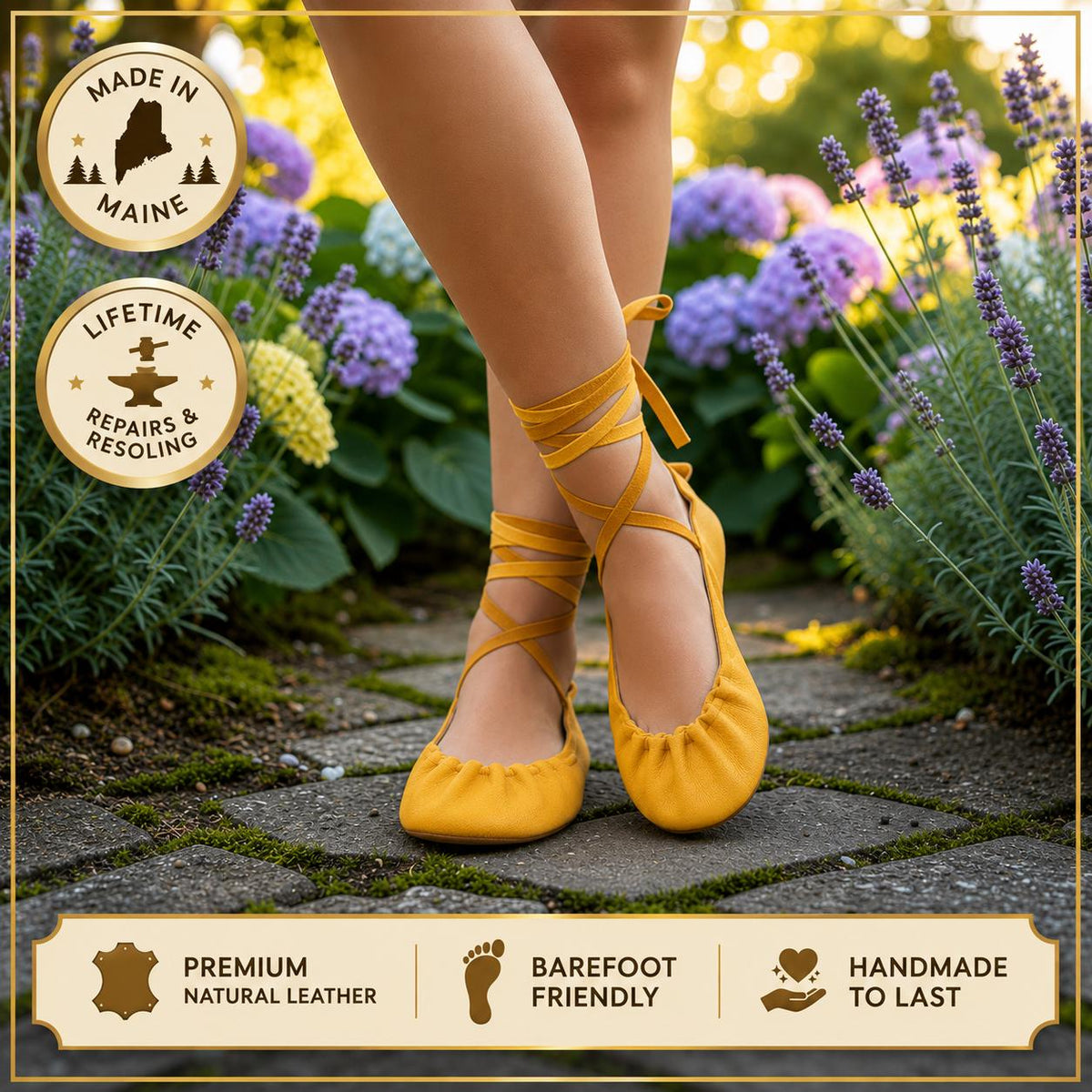 Grounding Leather Ballet Flats | Custom Barefoot Shoes for Women | Lace Up Sandals | Minimalist Leather Shoes | Soft Sole Shoes
