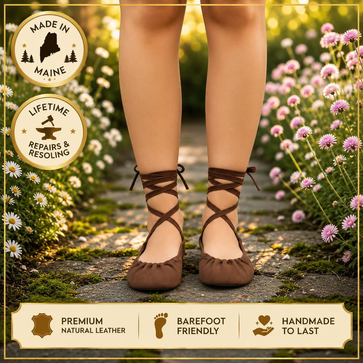 Custom Leather Ballet Flats | Handmade Barefoot Shoes for Women | Lace Up Sandals | Minimalist Leather Shoes | Soft Sole Shoes