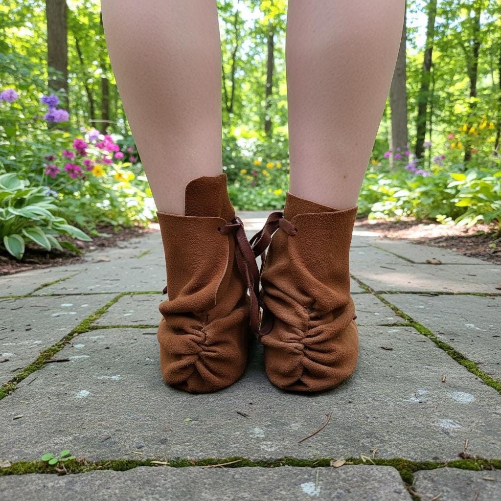 Handmade Pucker Toe Wrap Boots | Custom Leather Barefoot Boots | Minimalist Ankle Moccasins | Grounding Boots Soft Sole | Made in Maine