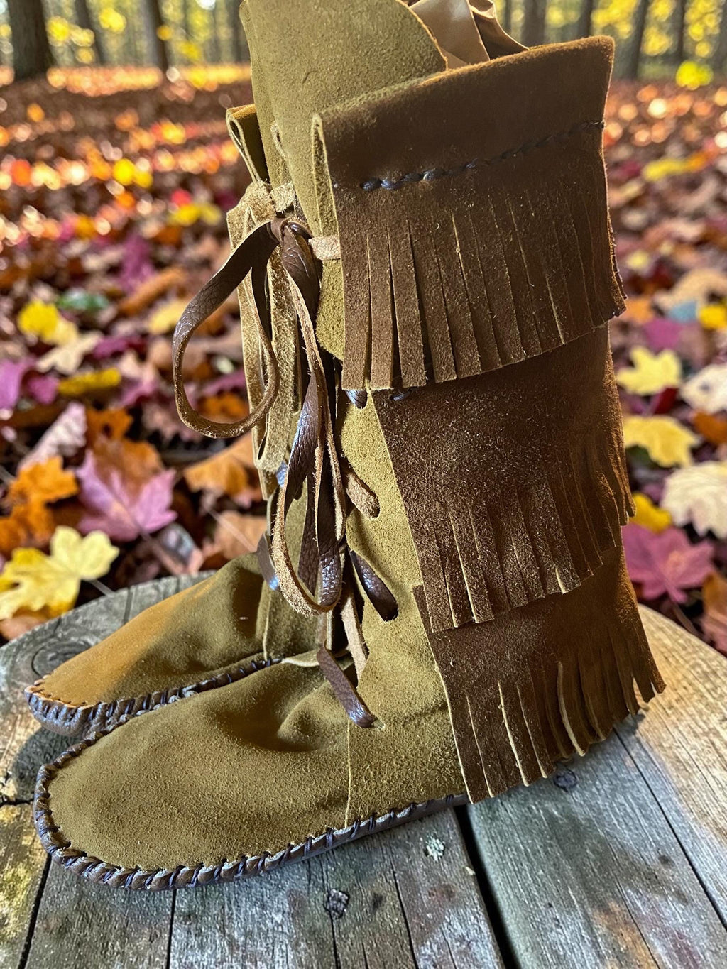 Tall Fringed Moccasin Boots, Handmade Custom Moccasins, Barefoot Boots, Boho Fringe Boots, Leather Earthing Boots