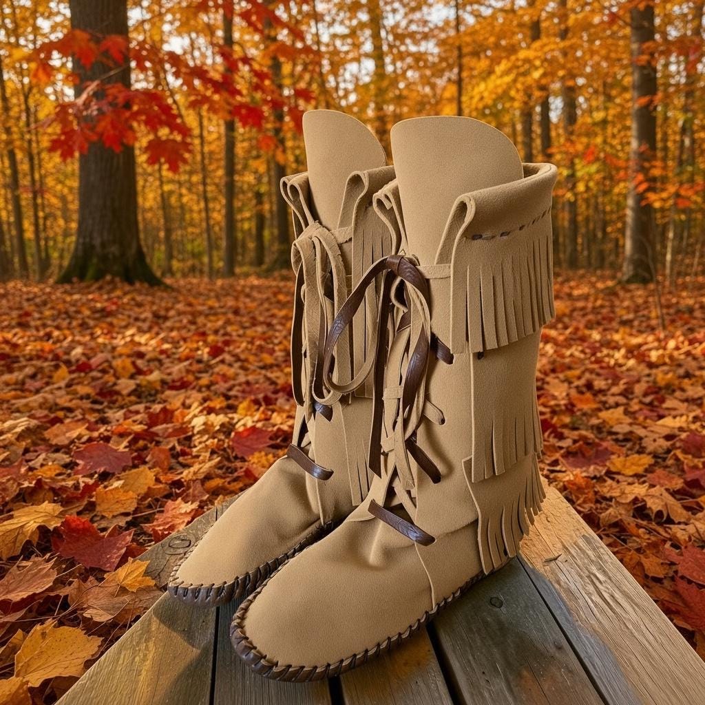 Tall Fringed Moccasin Boots, Handmade Custom Moccasins, Barefoot Boots, Boho Fringe Boots, Leather Earthing Boots