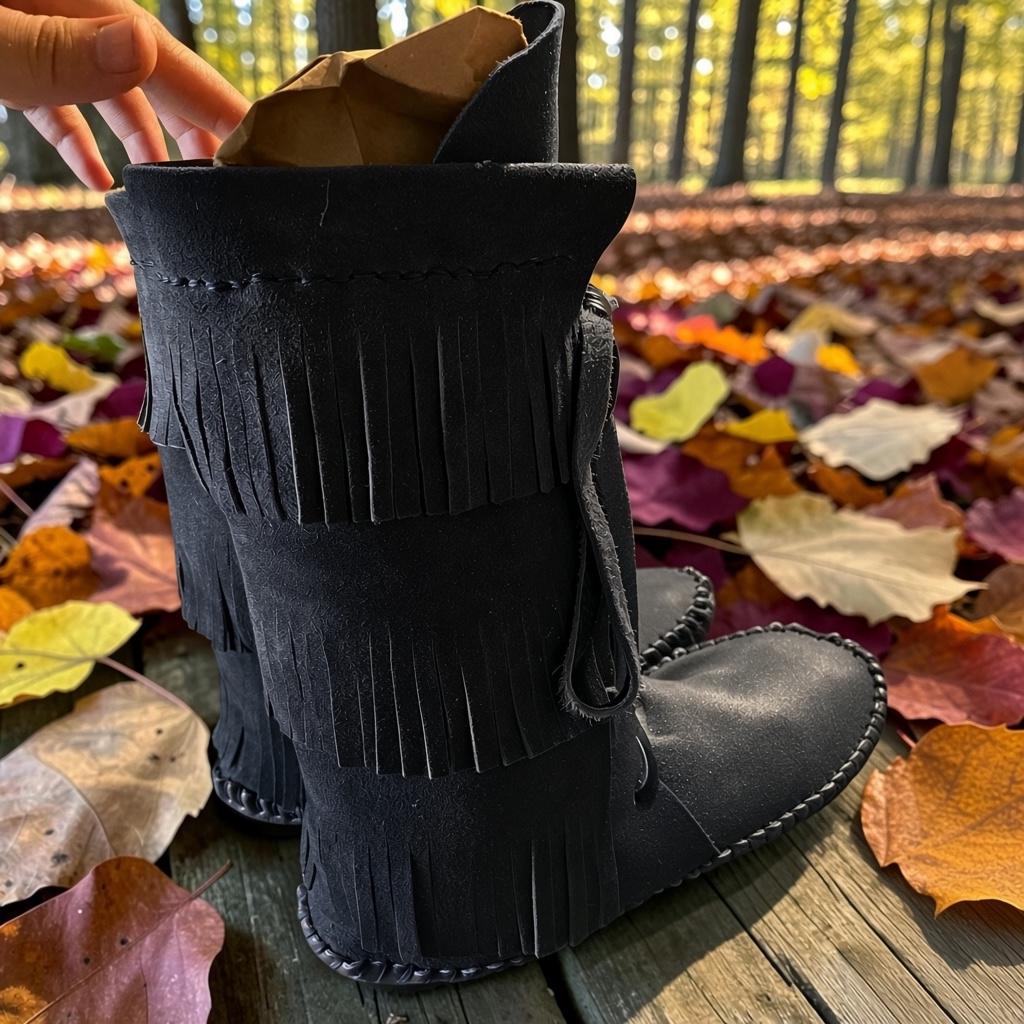 Tall Fringed Moccasin Boots, Handmade Custom Moccasins, Barefoot Boots, Boho Fringe Boots, Leather Earthing Boots