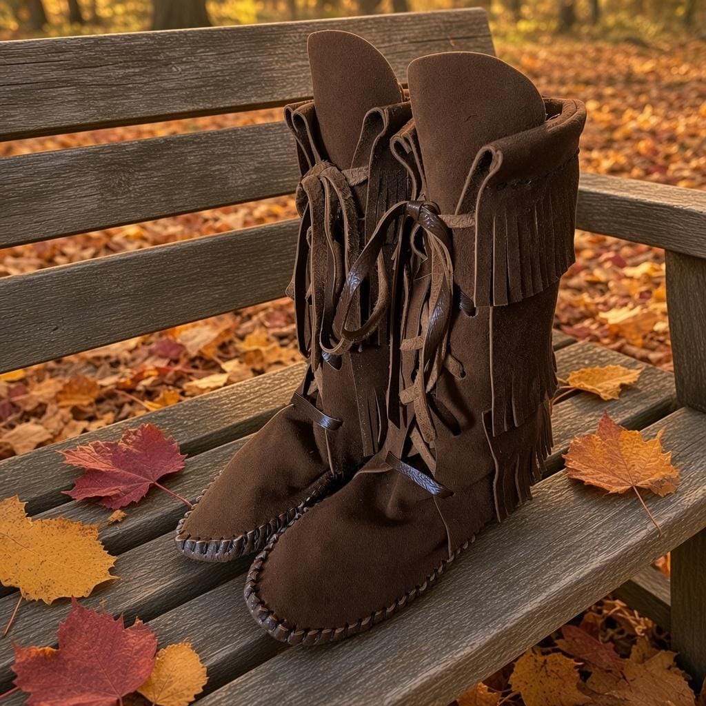 Tall Fringed Moccasin Boots, Handmade Custom Moccasins, Barefoot Boots, Boho Fringe Boots, Leather Earthing Boots