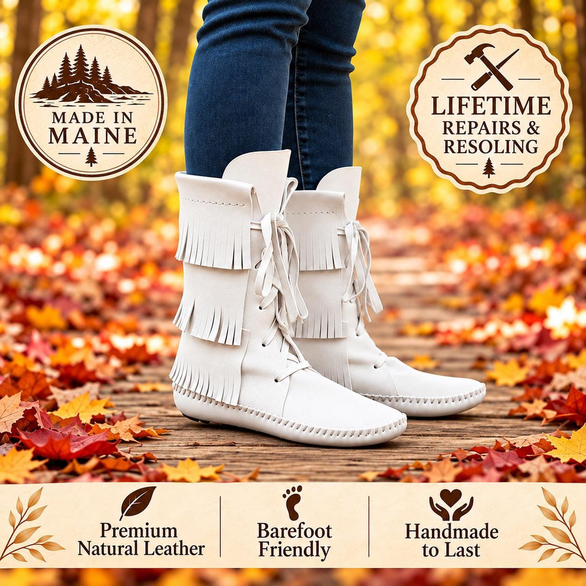 Tall Fringed Moccasin Boots, Handmade Custom Moccasins, Barefoot Boots, Boho Fringe Boots, Leather Earthing Boots